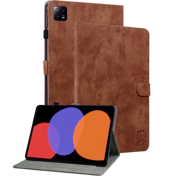 Etui do Xiaomi Pad 6, Wallet Pen Slot, brązowe