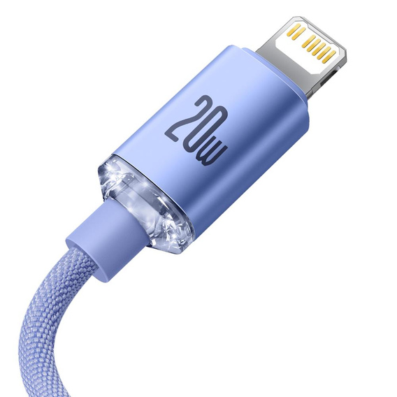 Baseus kabel Crystal Shine USB-C - Lightning 1,2 m 20W - fioletowy
