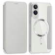 	Etui skórzane do Samsung Galaxy S25 Edge – szare, kompatybilne z MagSafe, z ochroną RFID, titanium grey