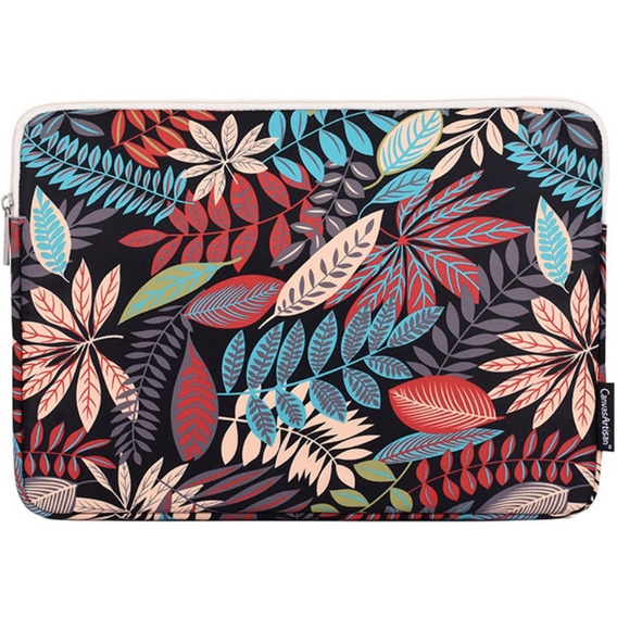 Etui na Laptopa 13" z Kolorowym Nadrukiem Liści - Czarne
