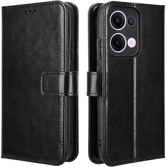 Etui z klapką do Oppo Reno 13, Crazy Horse Wallet, czarne