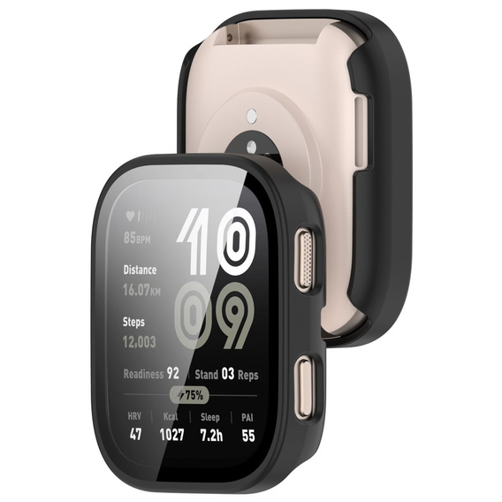 Etui z hartowanym szkłem do Amazfit Bip 6 – pełna ochrona 2w1 - czarne