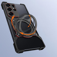 Etui do Samsung Galaxy S25 Ultra, Kickstand Bumper, z osłoną obiektywu, do MagSafe, czarne / czerwone