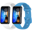 Pasek Silikonowy do Huawei Band 8 / Huawei Band 9 / Huawei Band 10, Biały, Niebieski
