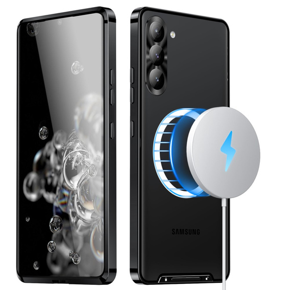 Etui z ochroną aparatu do Samsung Galaxy S23 Plus, CamShield MagSafe, przezroczyste / czarne