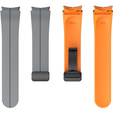 Pasek Silikonowy do Samsung Galaxy Watch 4/5/6/7/FE 40/42/43/44/45/46/47mm, Szary / Pomarańczowy