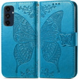 Etui z klapką do Samsung Galaxy S24 FE, Butterfly, niebieskie