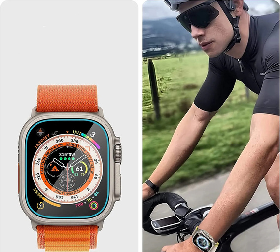 2x Szkło Hartowane z ramką do montażu ERBORD do Apple Watch Ultra / Ultra 2 49mm