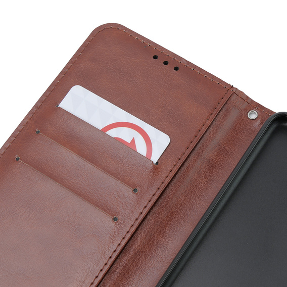 Etui z klapką do Oppo A58 4G, Crazy Horse Wallet, brązowe