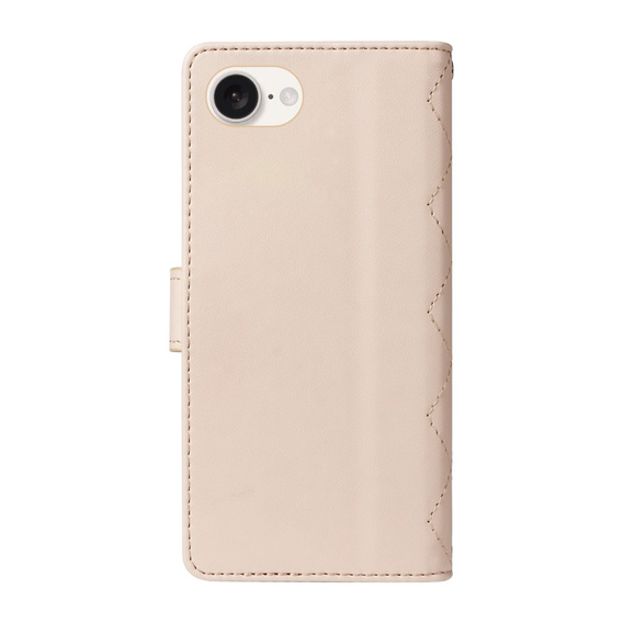 Etui z klapką do iPhone 16E, Rhombus Crossbody Leather, beżowe