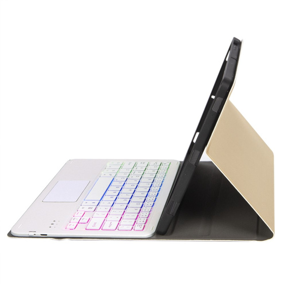 Etui z podświetlaną klawiaturą bluetooth touchpad do iPad 11" 2025 A16 (11 gen.) / iPad 10.9" 2022 (10 gen.), złote
