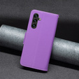 Etui z klapką do Samsung Galaxy A15, Wallet Litchi Leather, fioletowe + szkło 9H