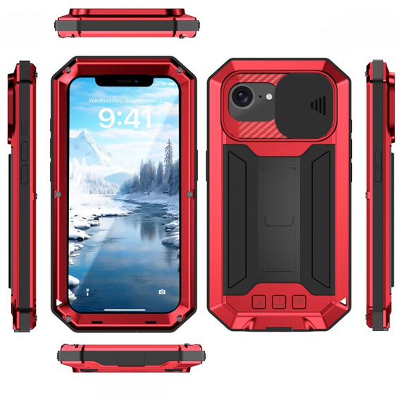 Etui pancerne do iPhone 16E, R-JUST, czerwone