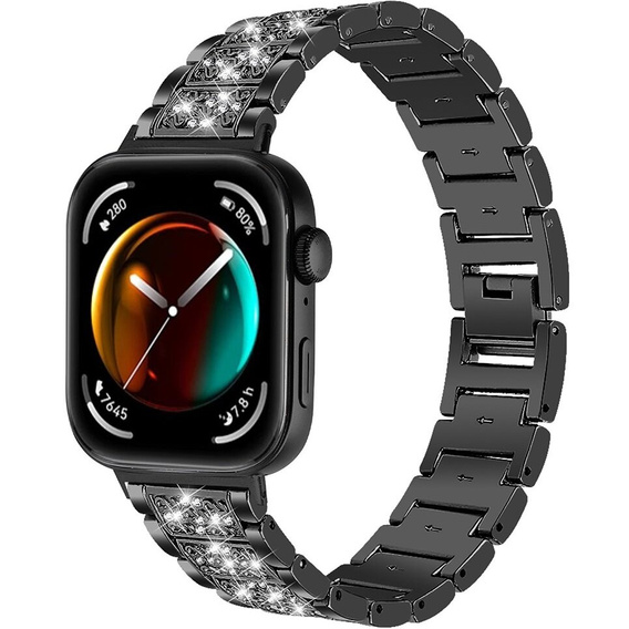 Bransoleta z Diamentami do Huawei Watch Fit 4 / 4 Pro / 3, Czarna