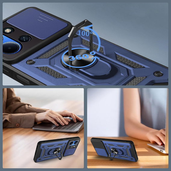 Etui pancerne do Xiaomi Redmi 15C 4G/LTE, CamShield Slide, niebieskie
