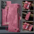 Etui CASEME do Samsung Galaxy S25 Ultra, Retro Leather Wallet, z paskiem, czerwone