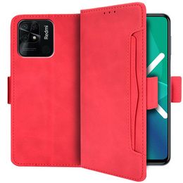 Etui z klapką do Xiaomi Redmi 10C, Card Slot, czerwone