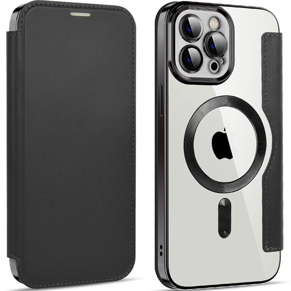 Etui z klapką do iPhone 12 Pro, RFID Wallet MagSafe z ochroną aparatu, czarne