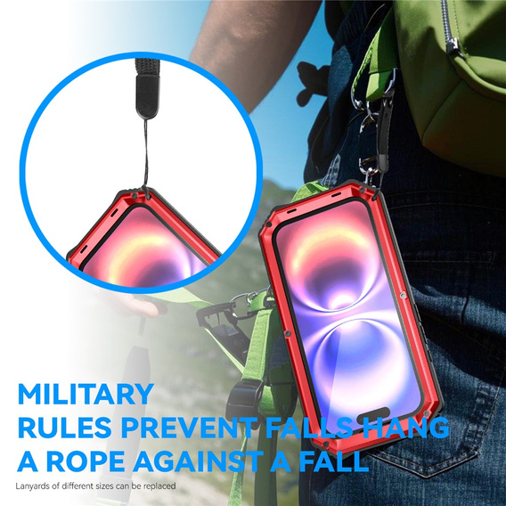 Etui pancerne do iPhone 17, R-JUST, z podstawką, czerwone