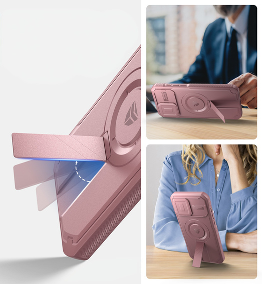Etui Dexnor MagSafe do iPhone 16 Pro Max magnetyczne z przesuwaną osłoną aparatu – różowe