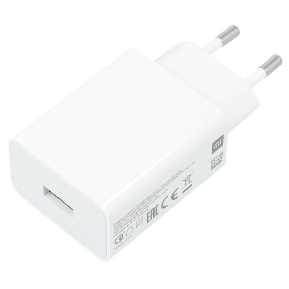 Zestaw Xiaomi Oryginalna Ładowarka Sieciowa MDY-11-EP, 1x USB-A, QC3.0 3A, White (bulk) + Kabel