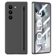 Etui do Samsung Galaxy Z Fold6 5G, ze szkłem i rysikiem, szare / czarne