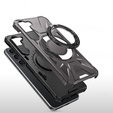 Etui do Samsung Galaxy S24, pancerne z podstawką i blaszką do uchwytu, szare