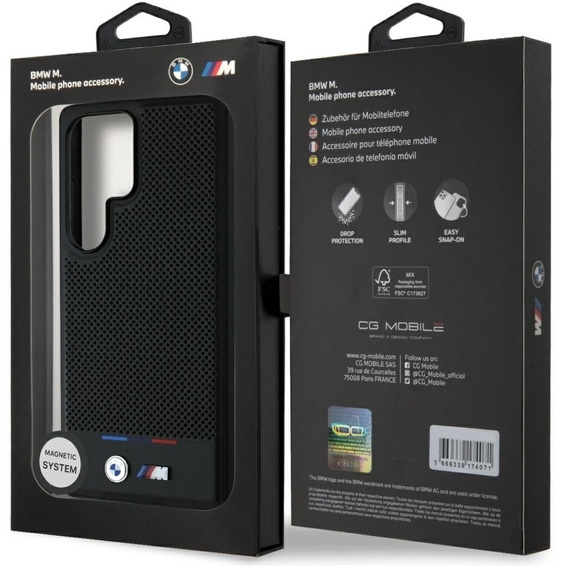 Etui BMW do Galaxy S25, Tricolor Stipe, Czarne