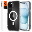 Etui z MagSafe Spigen do iPhone 15, Ultra Hybrid, przezroczyste / białe + Szkło Hartowane 9H