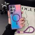 Etui do Samsung Galaxy S25 Ultra MagSafe Laser TPU z paskiem – fioletowe/kolorowe