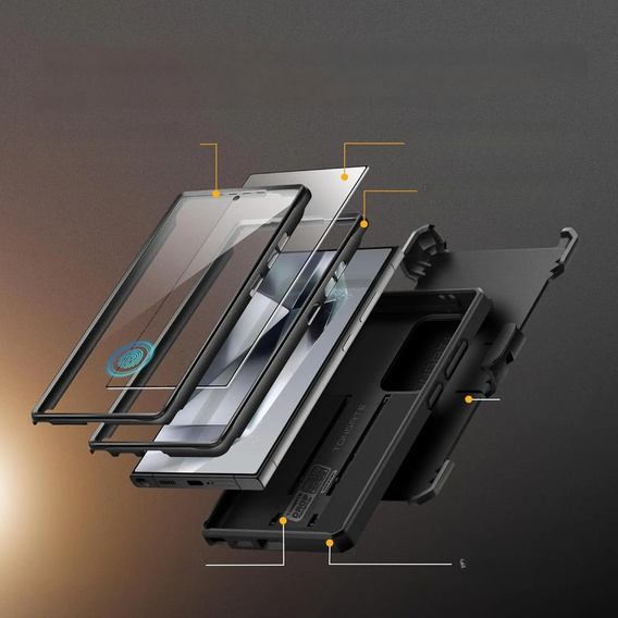 Etui do Samsung Galaxy S25 Ultra, Tongate MECH Series, Klips do paska, czarne