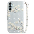 Etui z klapką do Samsung Galaxy A15 Wallet, flowers magnolia, białe + szkło 9H