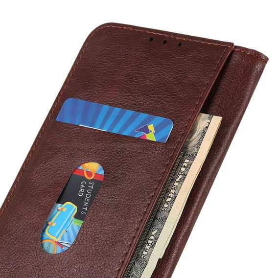 Etui do Samsung Galaxy A55 5G, Wallet Litchi Leather, brązowe