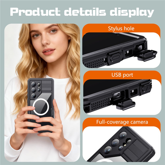 Etui wodoodporne do Samsung Galaxy S26 Ultra, Redpepper, do MagSafe, czarne