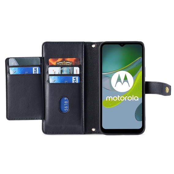 Etui z klapką do Motorola Edge 40 Neo, Wallet Zipper Pocket, czarne