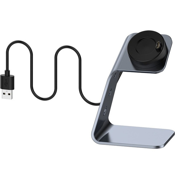 Aluminiowa Stacja Dokująca z kablem USB do zegarków Garmin, Szara