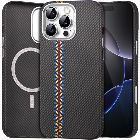 Etui do iPhone 16 Pro Max, Carbon Fiber MagSafe, czarne