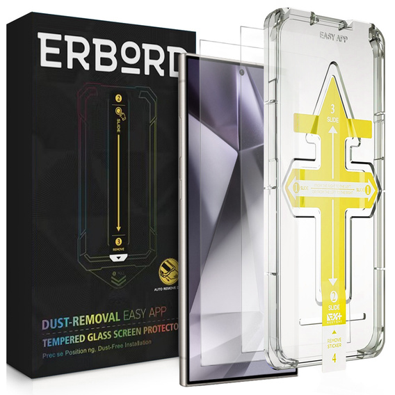 Zestaw Etui do Galaxy S24 Ultra, Fusion Hybrid, przezroczyste + 2x Szkło na ekran z ramką do montażu