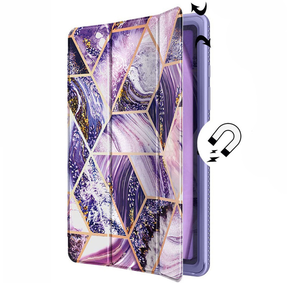 Etui do Samsung Galaxy Tab A7, Suritch Full Body Basic Marble, fioletowe