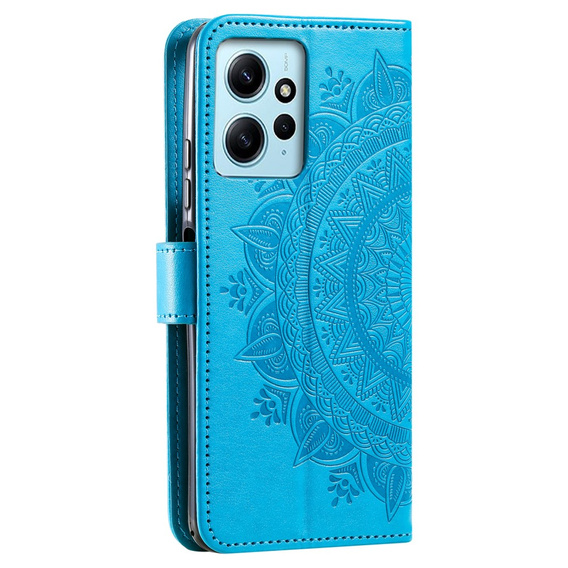 Etui z klapką do Xiaomi Redmi Note 12 4G, Mandala, niebieskie
