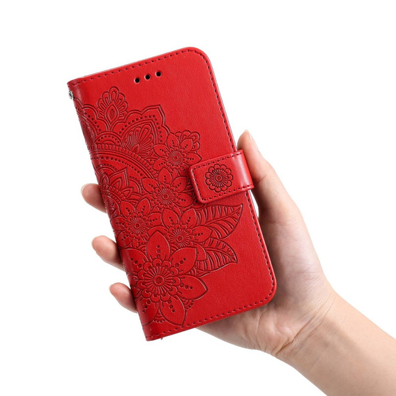 Etui z klapką do Samsung Galaxy A14 4G/5G, Mandala, czerwone