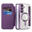 Etui z klapką do Samsung Galaxy A56 5G, RFID Wallet MagSafe z ochroną aparatu, fioletowe