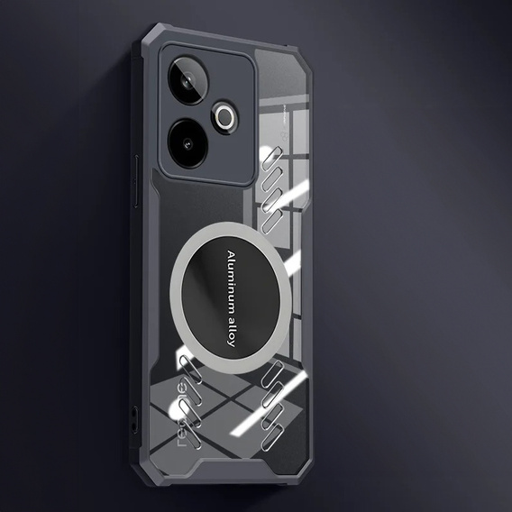 Etui do Realme GT 7 / 7T, z blaszką magnetyczne, przezroczyste / czarne