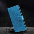 Zestaw Etui z klapką do Samsung Galaxy A14 4G/5G, portfel Mandala i kwiaty, niebieskie + szkło