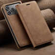 Etui do iPhone 17 Pro Max, ERBORD Vintage portfel z klapką, kawowe