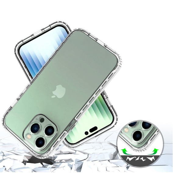 Etui do iPhone 14 Pro Max, Shockproof, z folią, przezroczyste