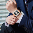 Pasek Silikonowy z Etui do Apple Watch 4/5/6/7/8/9/SE 44/45MM, Pomarańczowy / Przezroczysty