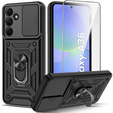 Etui pancerne do Samsung Galaxy A36 5G, CamShield Slide, czarne + Szkło Hartowane 9H