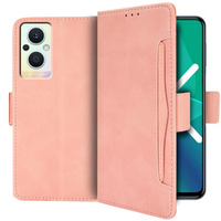 Etui z klapką do Oppo Reno7 Lite 5G, Card Slot, różowe