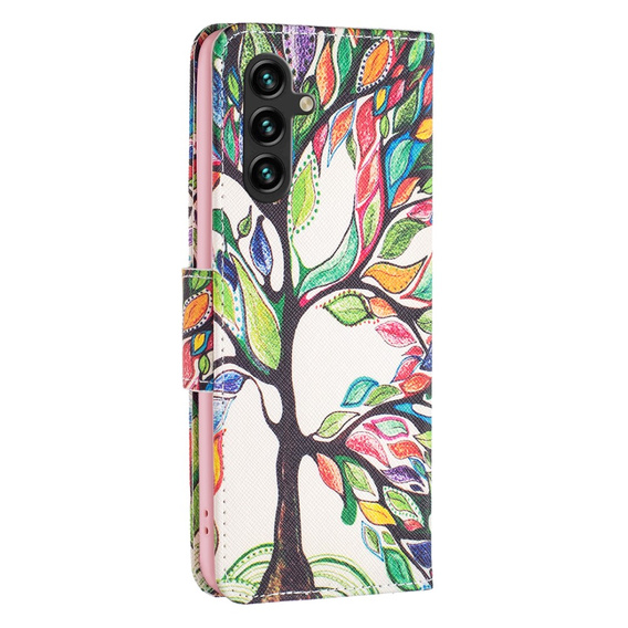 Etui z klapką do Samsung Galaxy A15, Wallet, tree of life, białe + szkło 9H